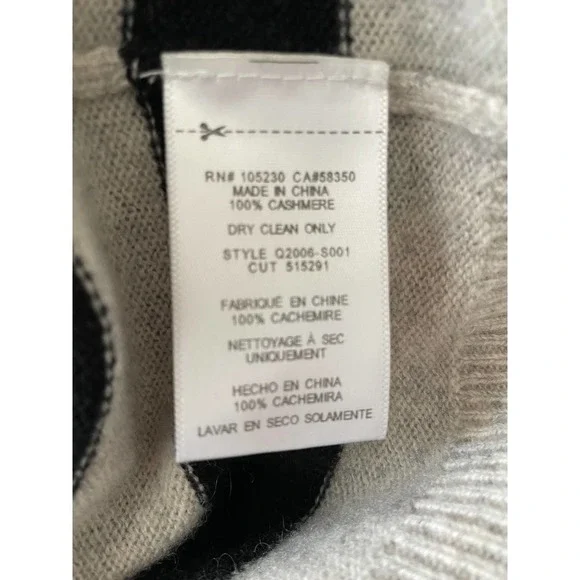 Equipment Femme Womens CASHMERE Striped Sweater Long Sleeve Size S/P CREAM - Picture 6 of 6